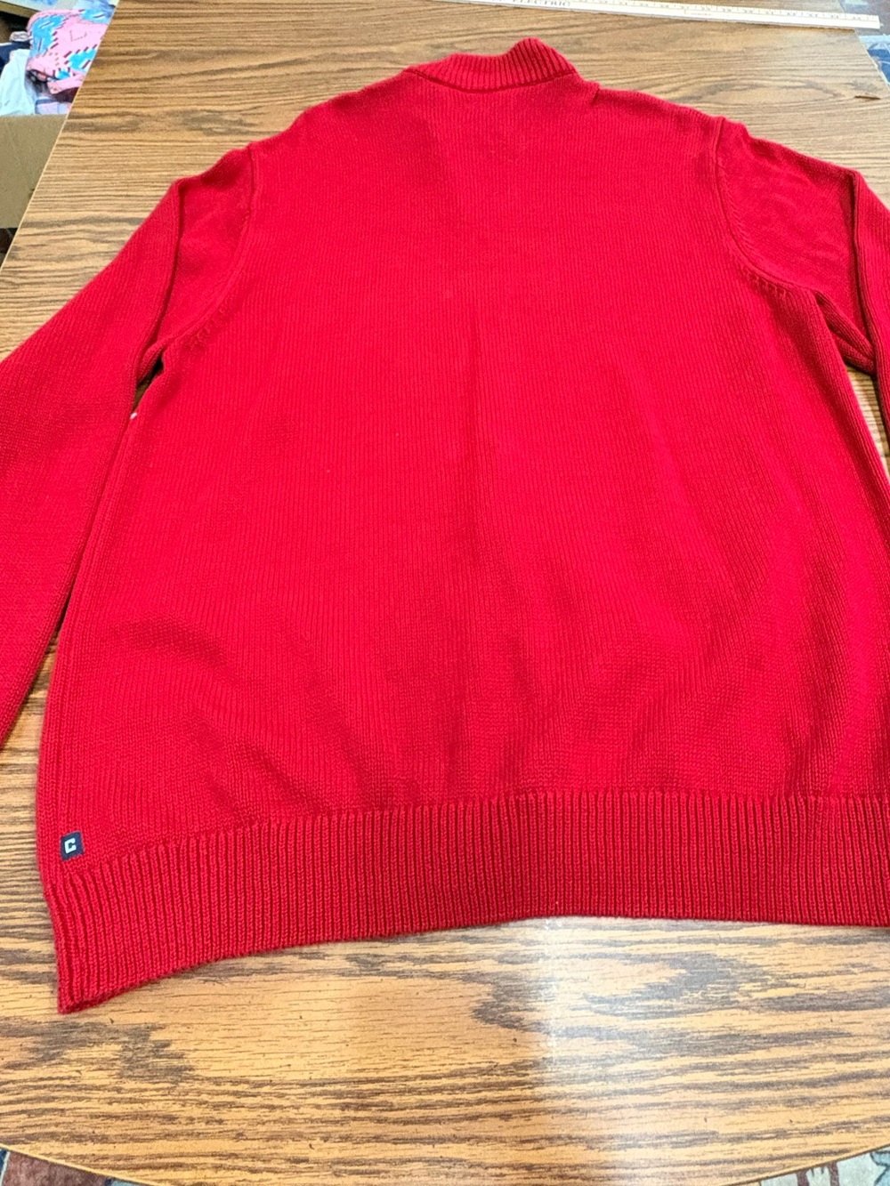 Chaps Red Zip-Up Reindeer Holiday Sweater - Picture 2 of 6